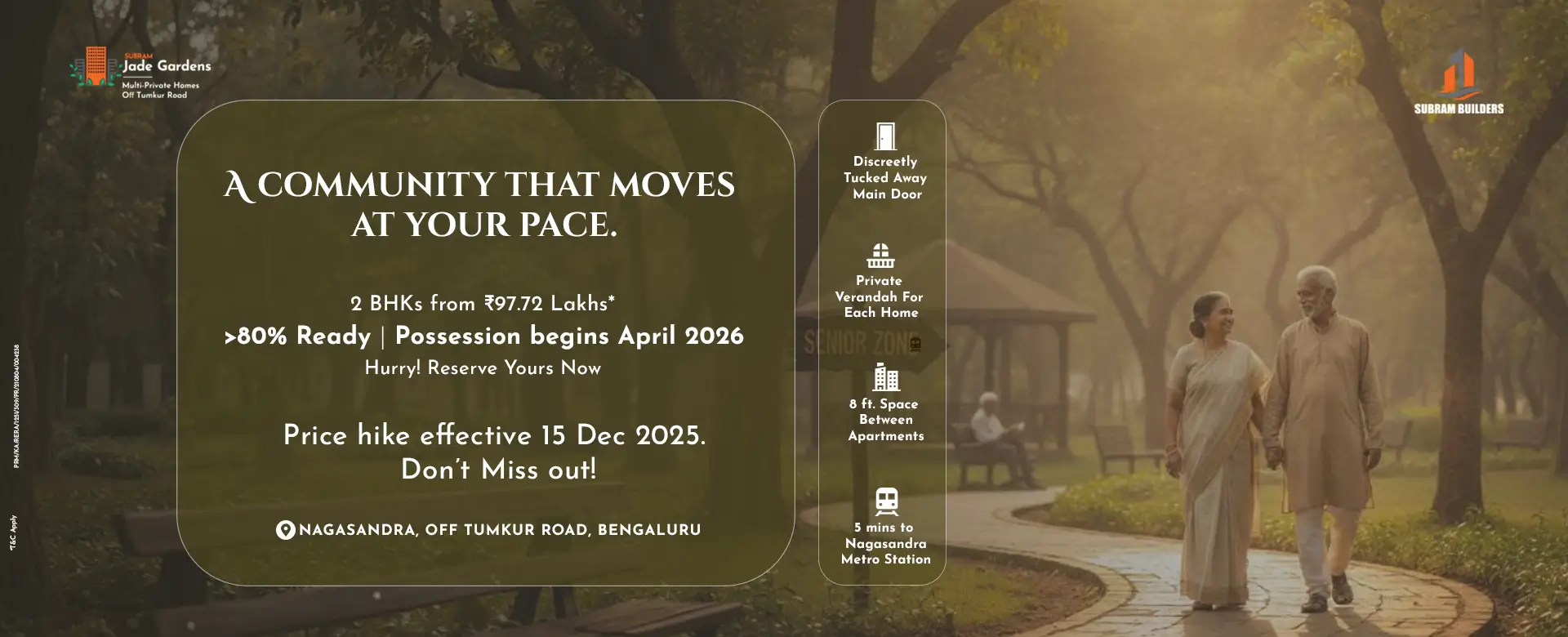 Subram Builders home page banner showcasing premium residential projects