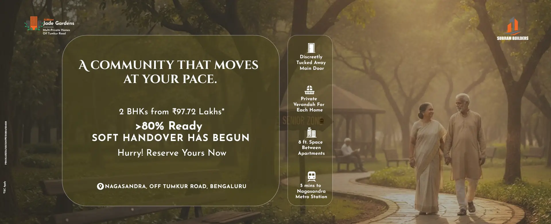 Subram Builders home page banner showcasing premium residential projects